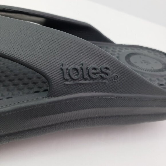 NEW Totes Sol Bounce Mens Size 13 Black Slip On Comfort Thong Flip Flop Sandals - Picture 9 of 10